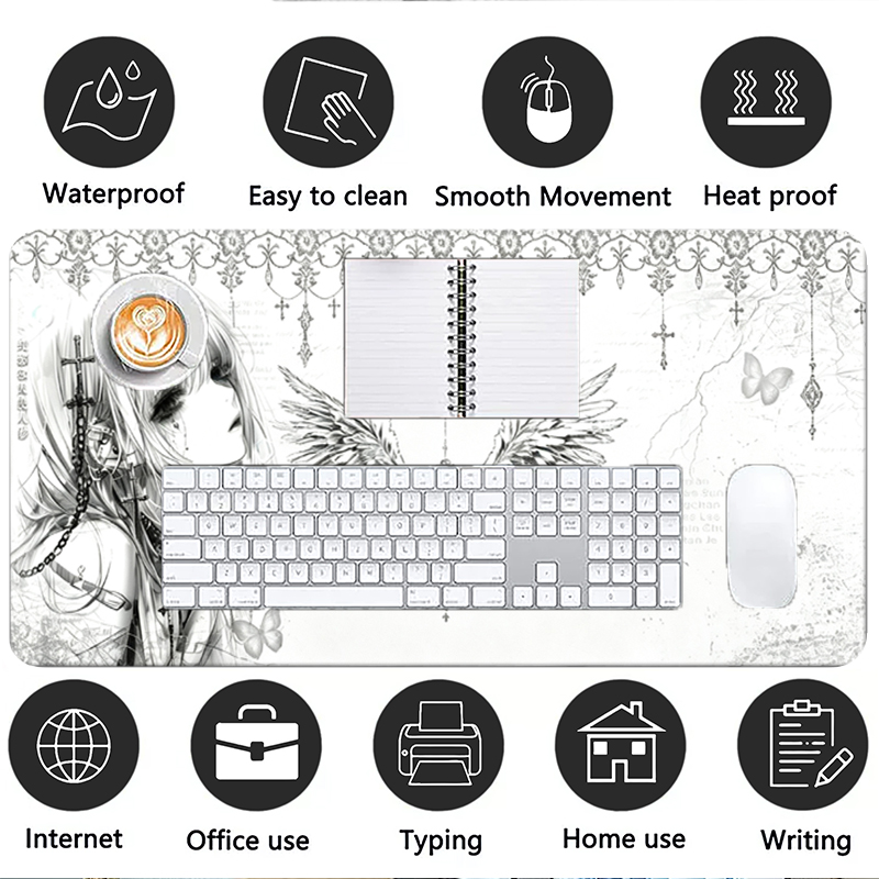 Leather Mousepad Black White A - đánh giá và giá Gaming Accessories Aesthetic